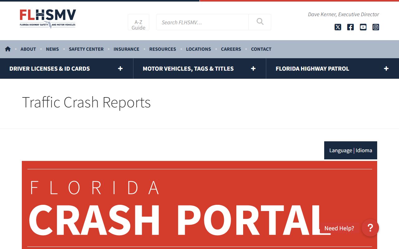 FLHSMV crash report portal separate from Pasco County traffic court records