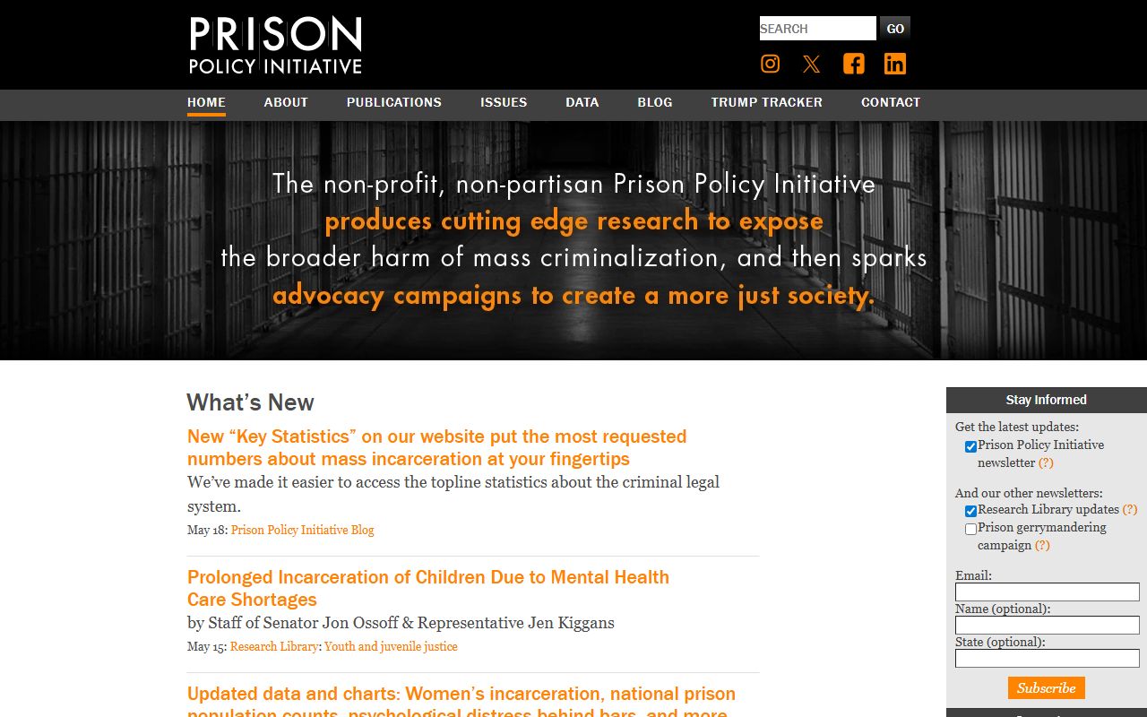 Prison Policy Initiative context for Pasco County inmate population data