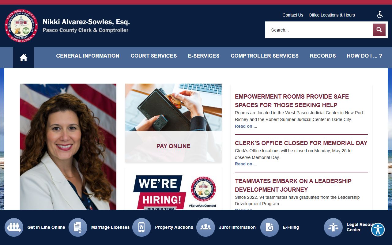 Pasco County Clerk and Comptroller homepage
