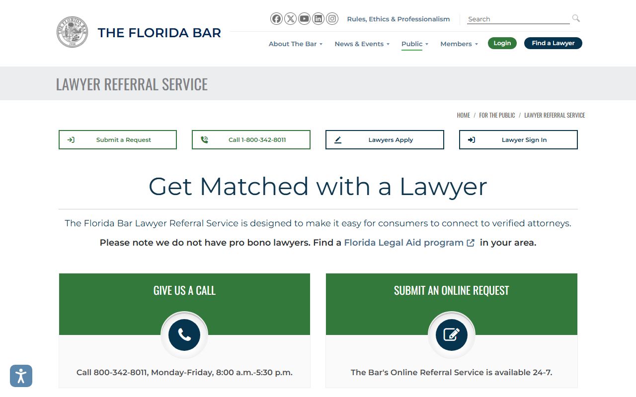 Florida Bar lawyer referral service for a Pasco County warrant