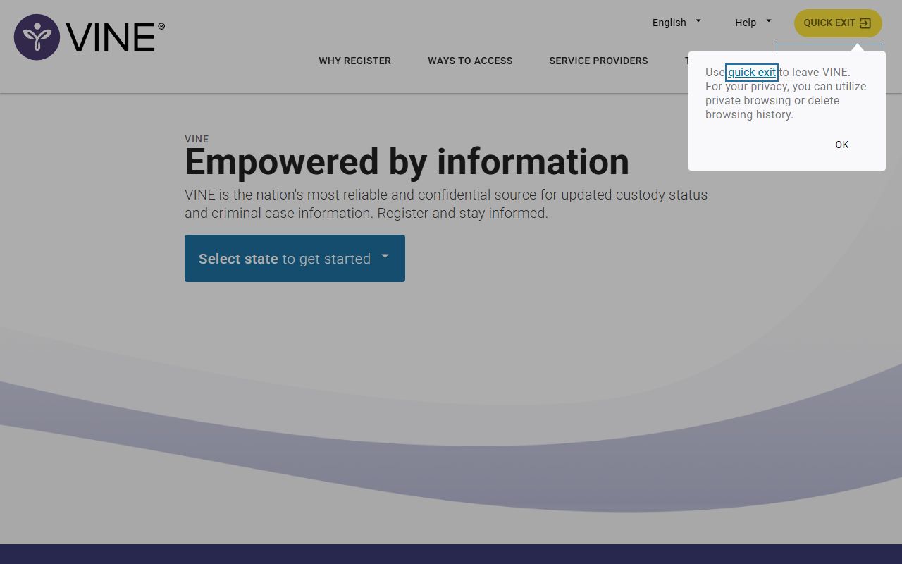 VINELink release notification signup for Pasco County released inmates