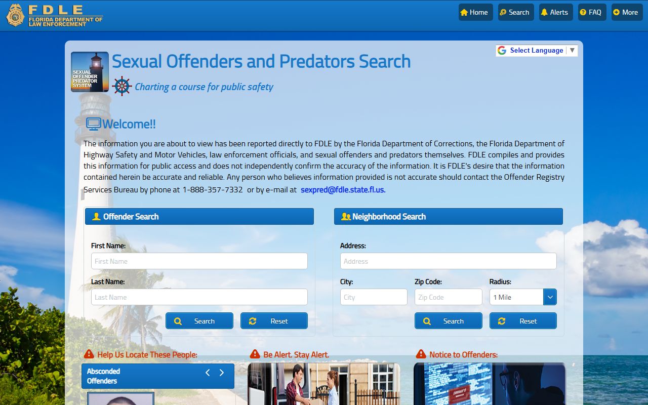 FDLE sex offender registry search for Pasco County released inmates